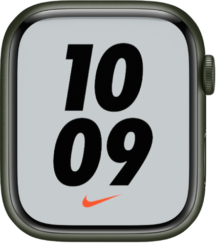 Циферблат Nike (на пружинах), в центре которого показано время крупными цифрами.