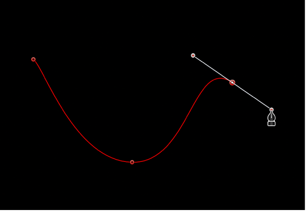 The viewer showing a curved Bezier point