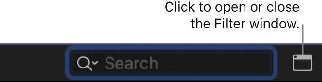 The Filter button to the right of the browser search field