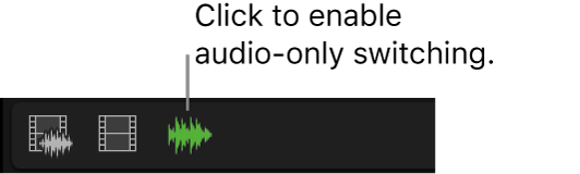 The audio-only switching button in the angle viewer shown highlighted