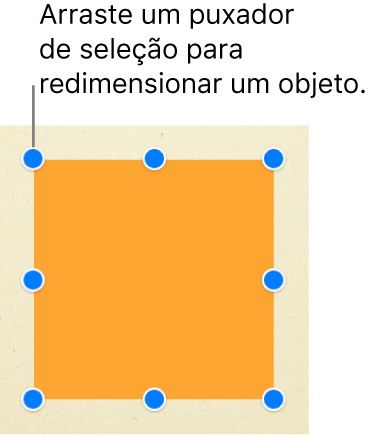 Um objeto quadrado com puxadores de seleção visíveis em cada canto e no centro de cada lado.