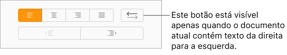 O botão “Direção do texto” na barra lateral "Formatação”.