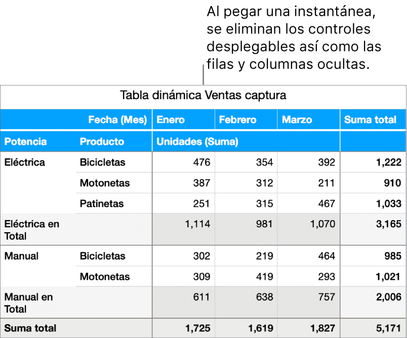 Una captura de una tabla dinámica.