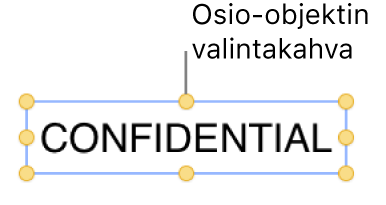 Objekti, jossa on valintakahvat.