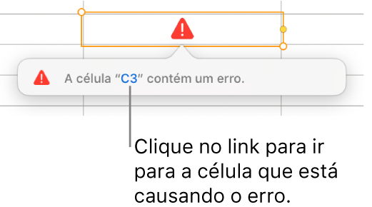 Um link de erro de célula.