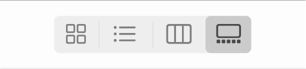 The Gallery View button in the Finder window toolbar.
