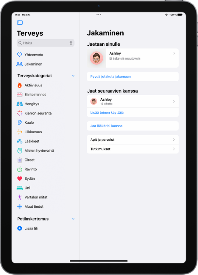 Muiden Jakamien Tietojen Tarkasteleminen IPadin Terveys-apissa - Apple ...