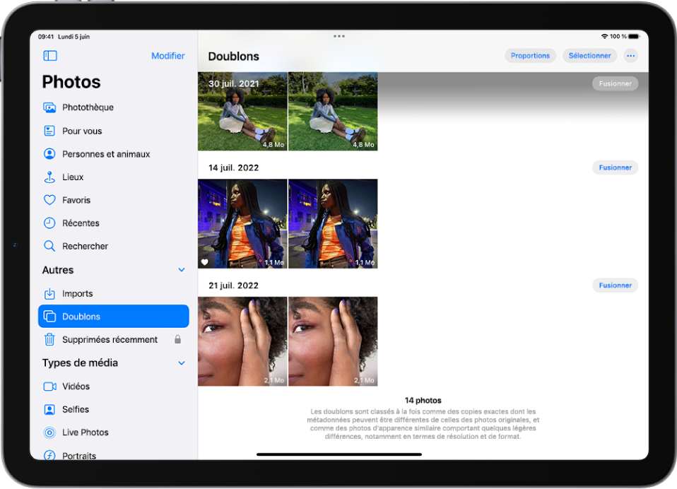 Personnaliser des souvenirs dans Photos sur l'iPad - Assistance