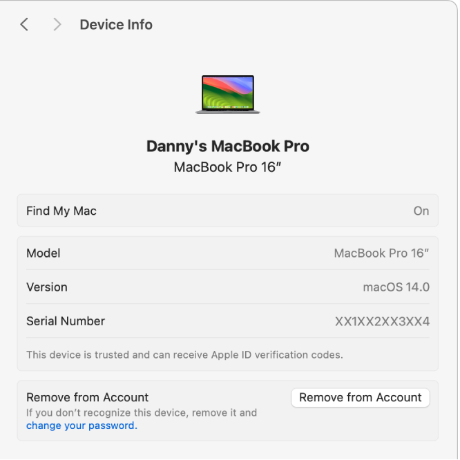 Macで自分のApple IDを使用する信頼できるデバイスを確認する - Apple