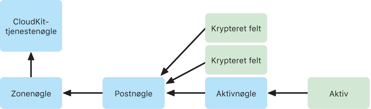 Layout til CloudKit-tjenestenøgle.