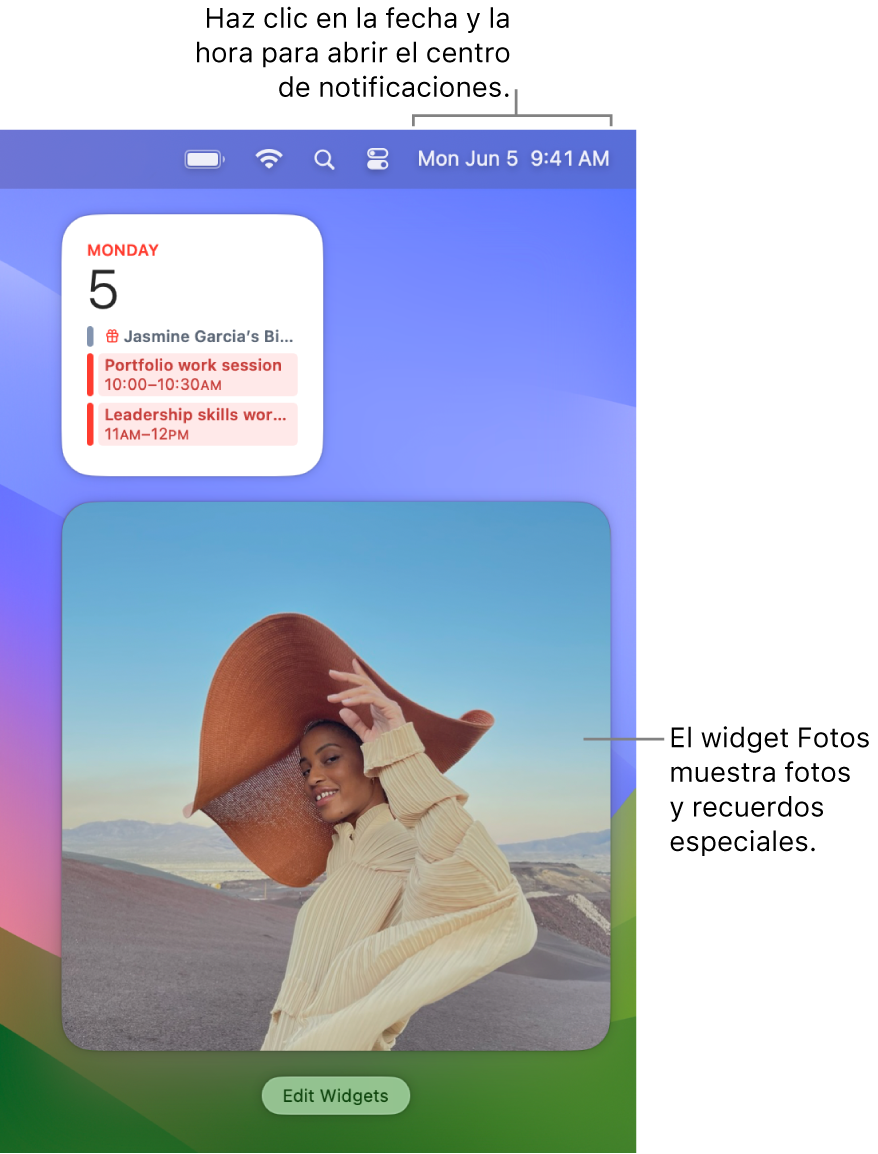 El widget de Fotos en el centro de notificaciones.