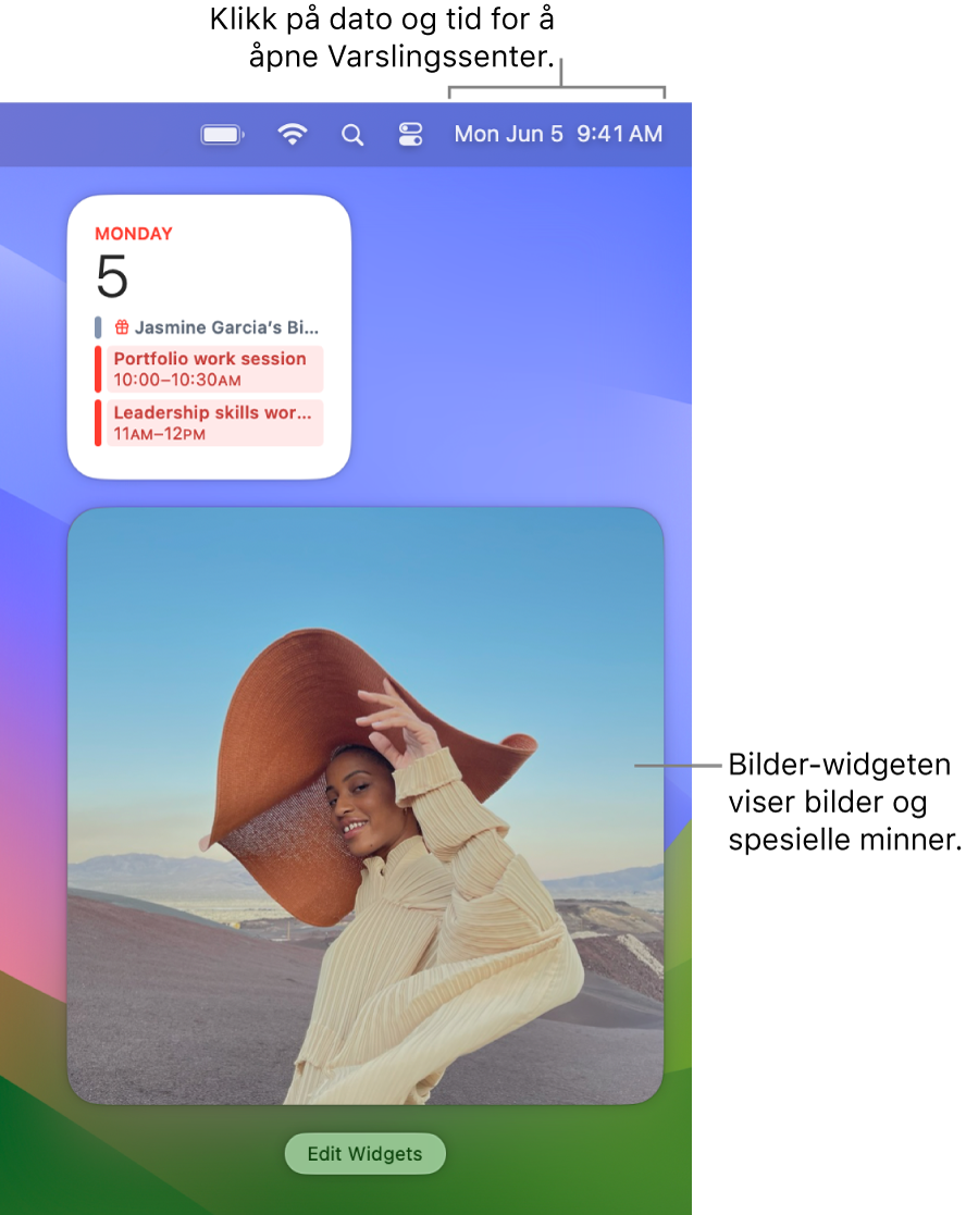 Bilder-widgeten i Varslingssenter.