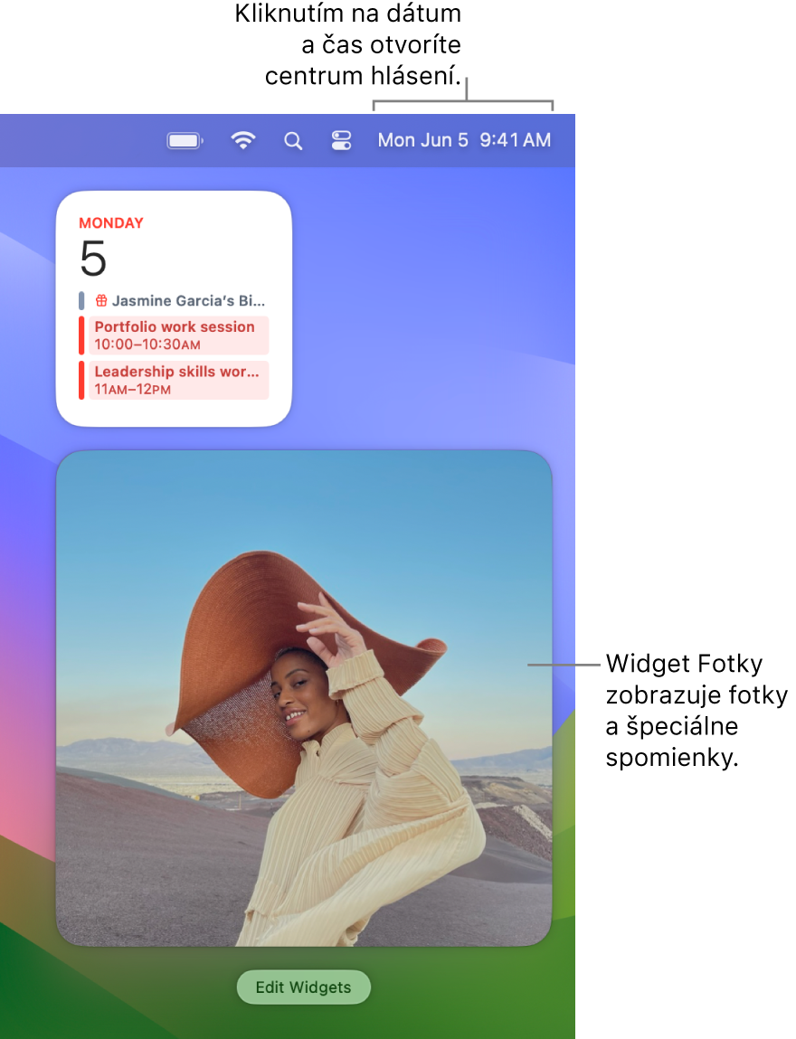 Widget apky Fotky v Centre hlásení.