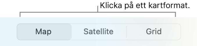 Knapparna Karta, Satellit och Rutnät.