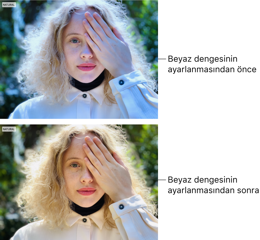 Beyaz dengesi ayarlamasından önce ve sonra fotoğraf.