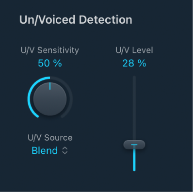 Figure. EVOC 20 TrackOscillator Un/Voiced Detection parameters.