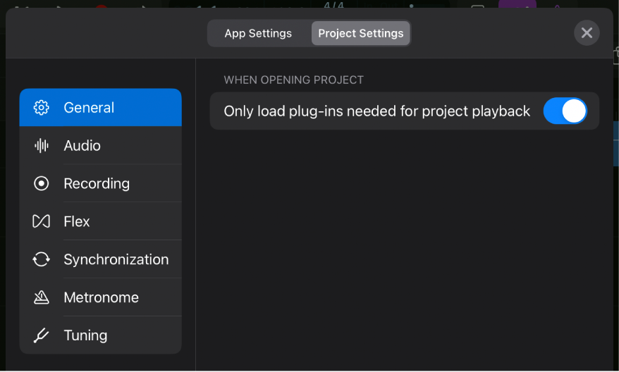 General project settings.