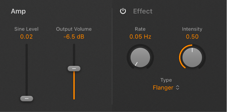 Figure. Retro Synth Amp and Effect parameters.