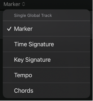 Figure. Menu for choosing which single global track to show.