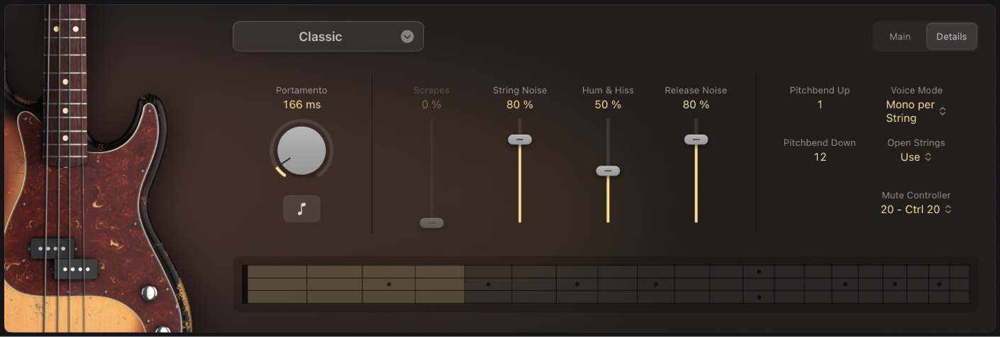 Ilustración. “Studio Bass” con los controles de Details.