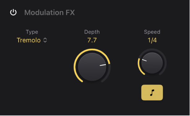 Figure. Paramètres Modulation FX pour Amp Designer.