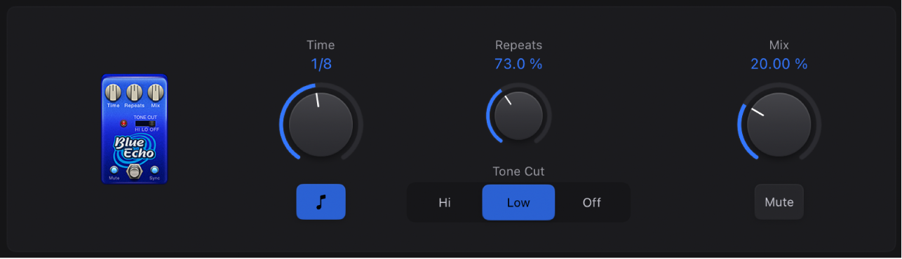 Figure. Fenêtre stompbox Blue Echo.