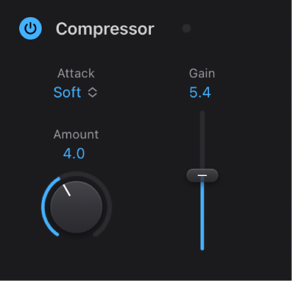 Figure. Paramètres Compressor pour Bass Amp Designer.