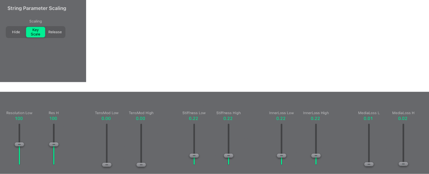 図。「String Parameter Scaling」のコントロール。