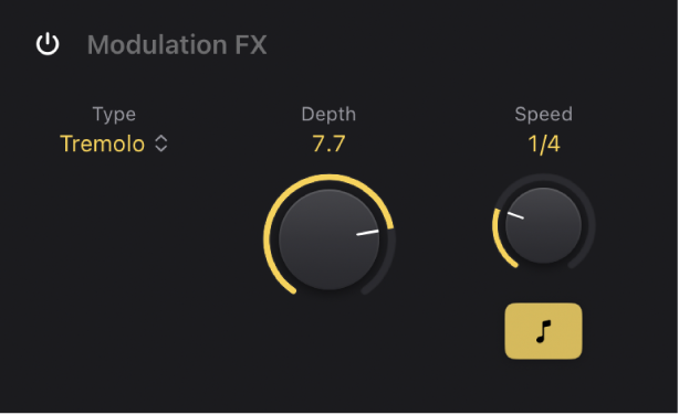 図。Amp Designerの「Modulation FX」のパラメータ。