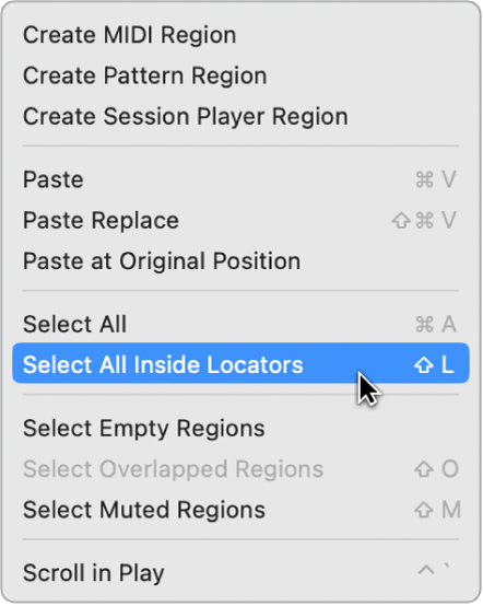 Figure. Arrange area with open shortcut menu.