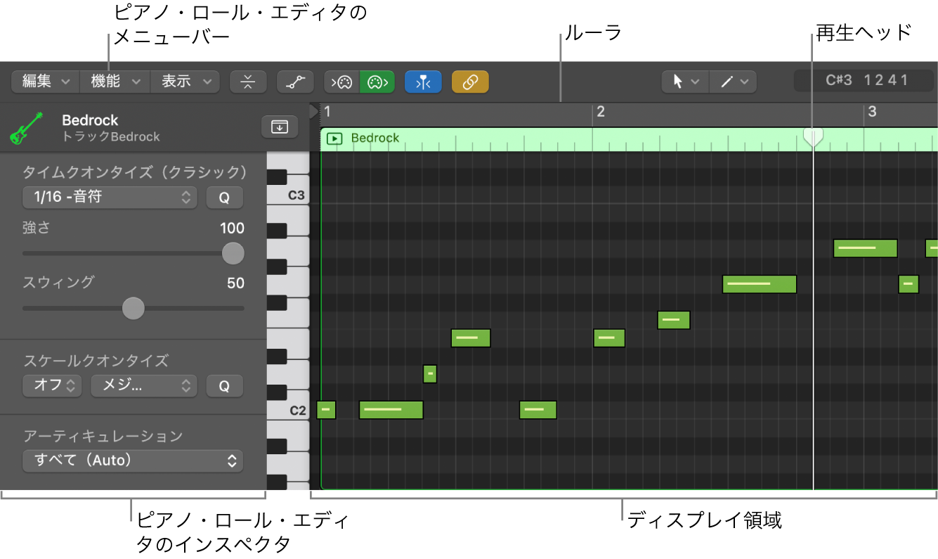 図。ピアノロールエディタ。