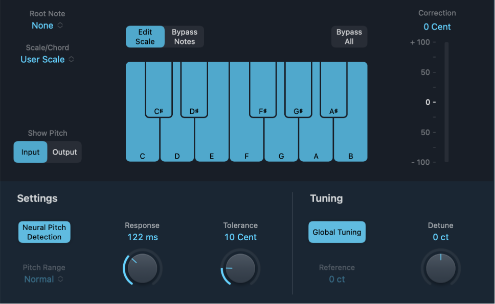 Mac用Logic ProのPitch Correctionエフェクトのコントロール - Apple サポート (日本)