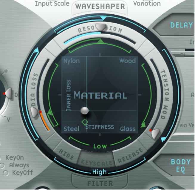 図。Inner Lossが表示された「Material」パッド。