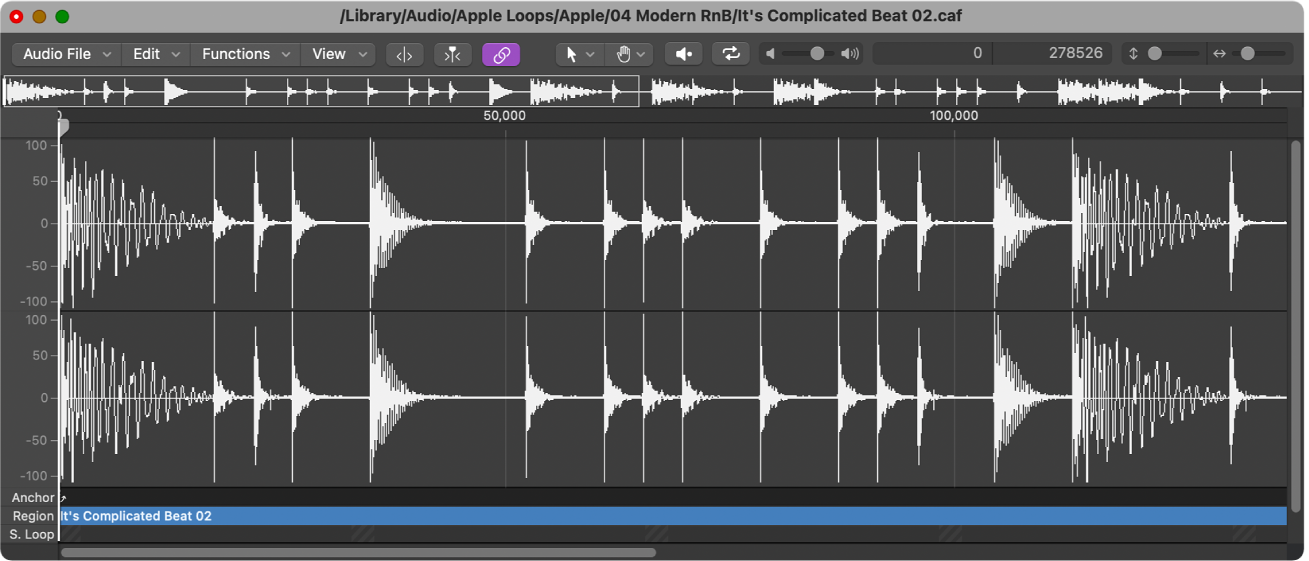 図。Logic Proのオーディオファイルエディタ。