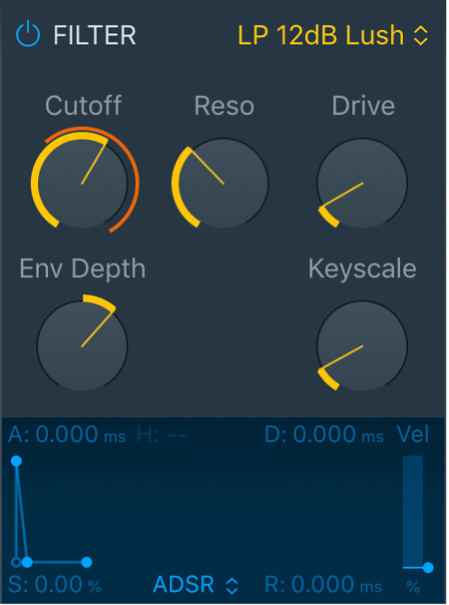 図。Quick Samplerのフィルタパラメータ。