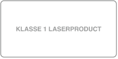 Etiket met de tekst 'Klasse 1 laserproduct'.