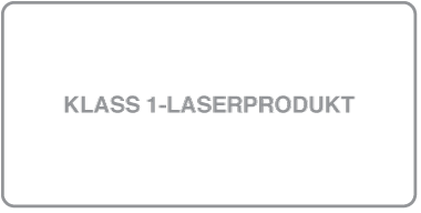 En etikett med texten ”Klass 1-laserprodukt”