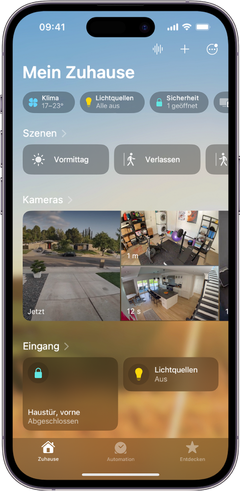 Der Bildschirm „Mein Zuhause“ in der App „Home“