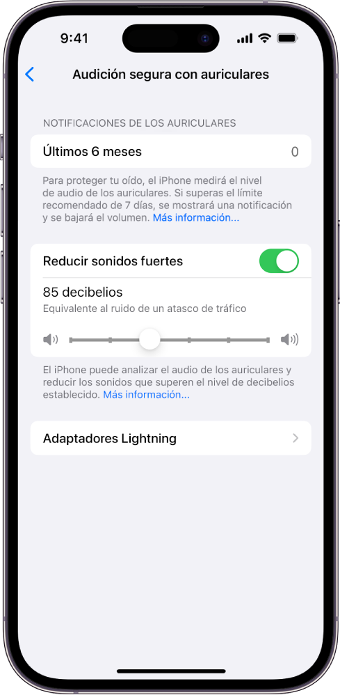 Comprobar los niveles de audio de los auriculares en el iPhone - Soporte  técnico de Apple (ES)