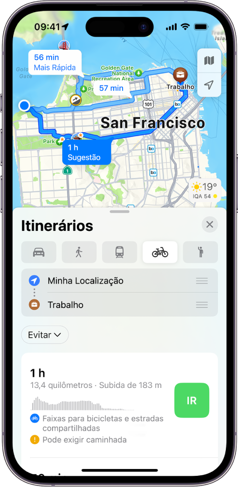 Obtenha itinerários de bicicleta no app Mapas do iPhone - Suporte da ...