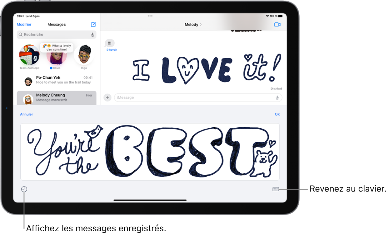 Envoyer des autocollants dans Messages sur l'iPad - Assistance Apple (NE)