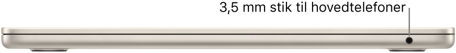 Højre side af MacBook Air med en billedforklaring til 3,5 mm stikket til hovedtelefoner.