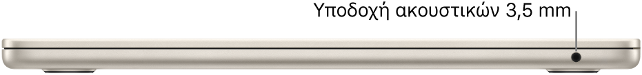 Η προβολή της δεξιάς πλευράς ενός MacBook Air, με επεξήγηση για την υποδοχή ακουστικών 3,5 χλστ.