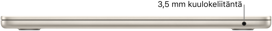 MacBook Air oikealta sekä selite 3,5 mm kuulokeliitäntään.