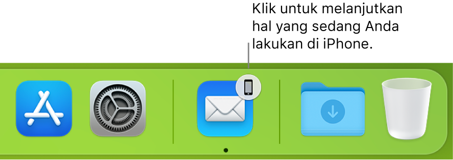 Ikon Handoff terlihat di Dock.