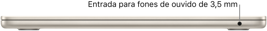 Vista da lateral direita de um MacBook Air, com chamada para o conector de fones de ouvido de 3,5 mm.