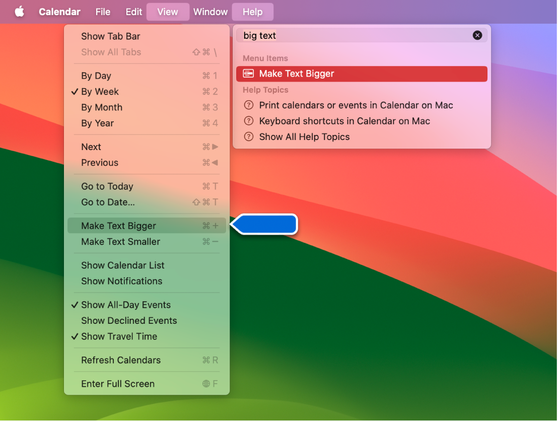 O menu Ajuda, mostrando uma busca por “lista” com o comando Lista com Marcadores em destaque na lista de resultados e no menu Formatar.