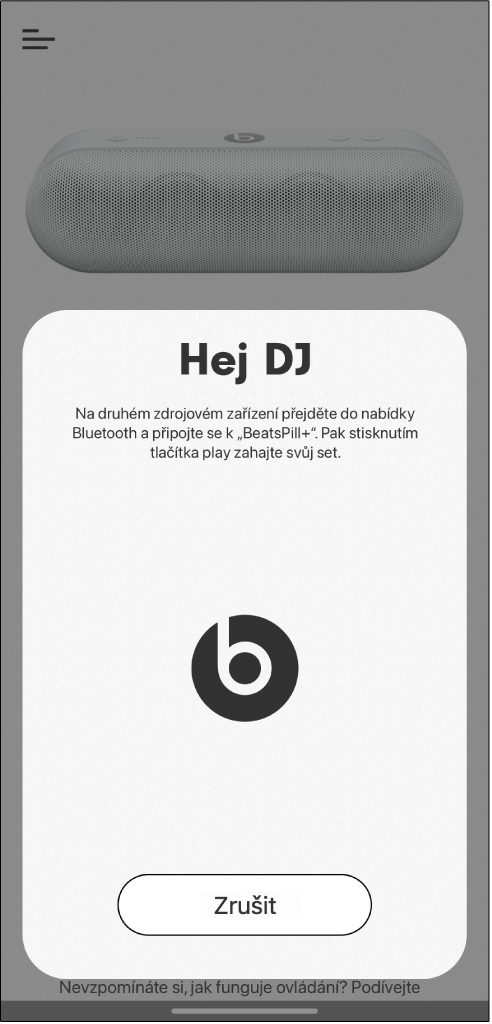 Aplikace Beats v režimu DJ čeká na připojení druhého zařízení