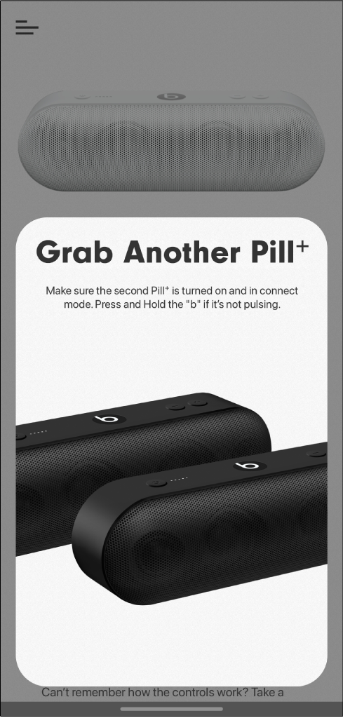 “Grab another Pill+” screen
