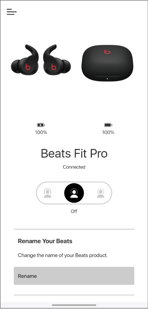 Beats Fit Pro device screen
